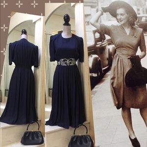 COPY - Vintage 40s Style Navy Pinup Dress